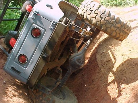 1978 Ford Bronco - This 1978 Ford Bronco is seen on its side after an off-road excursion.