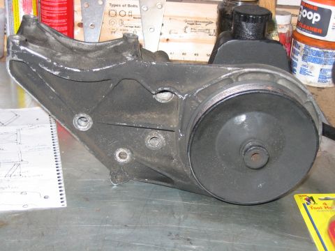 1992 Ford Bronco - Saginaw powersteering pump out of a '91 Ford van, much better than the stock pump the Broncos came with. I'll cover the installation of the…