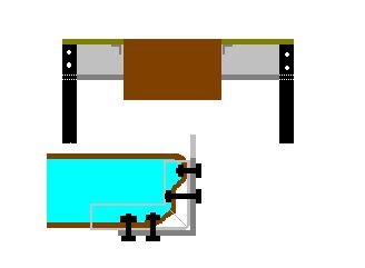 1979 Ford Bronco - Simple schematic illustrating a fabrication or mounting arrangement with a colored tank and support structure.