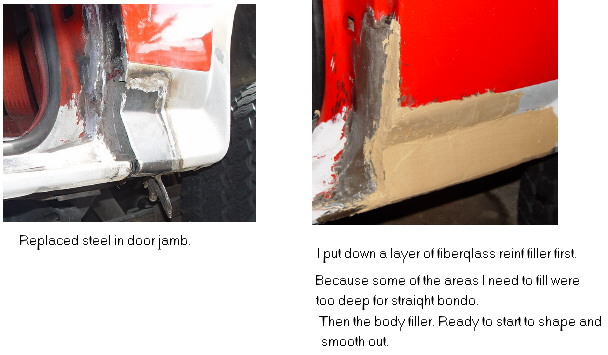 fresh steel in door jamb.