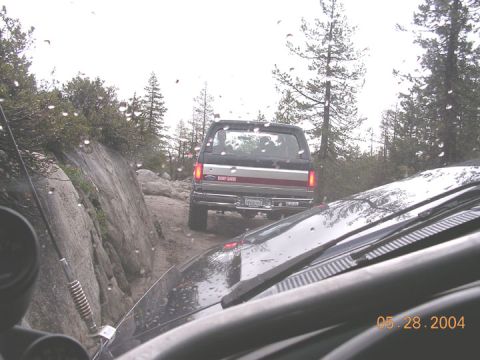1994 Ford Bronco - just past soup bowl is this tight little,off camber section. Note that Andy is relatively flat, and so is the camera, and my hood shows the…