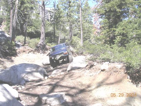 1994 Ford Bronco - me entering into the big sluice and the turn. Again, picking the right line is critical to setting up for the turn when you are as big as w…