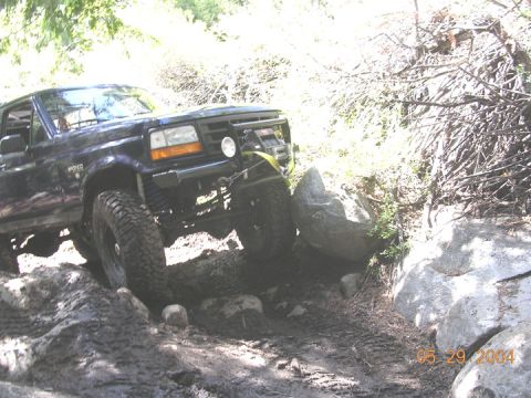 1994 Ford Bronco - you have to negotiate between rocks/hills and the edge. Makes tire placement, traction and throttle control important