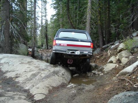 1989 Ford Bronco - going down into the old sluice.