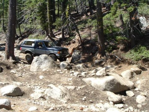 1989 Ford Bronco - me coming down the big sluice