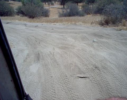 1988 Ford Bronco - View of a dirt road with tire tracks, likely from an off-road excursion.