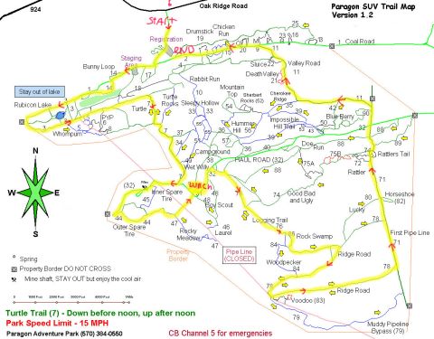 1979 Ford Bronco - This trail map details the routes and points of interest at Paragon Adventure Park.