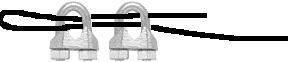 1979 Ford Bronco - Two galvanized U-bolt wire-rope saddle clamps shown clamping a black cable against a plain white background, in a small product-style image.