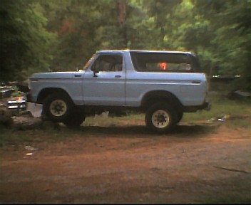 1978 Ford Bronco - Parked on a stump.