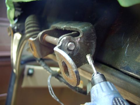 1986 Ford Bronco - Left the die grinder on the shelf and tried my new 1/8" dremel to prepare the pin for upward drifting. No real sparks, but a die grinder it…