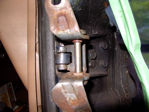 1986 Ford Bronco - New GM! bushings in hinges with new OEM Ford pins. Hinges ready for new door shells and requisite shimming and tweaking to align panels.