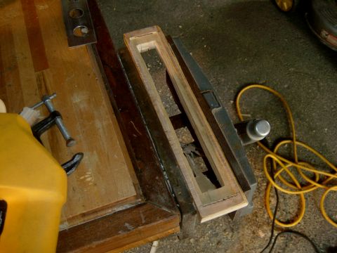 1995 Ford Bronco - Chisled out the corners, and decided to scew the indiviual holes and cut a rectangle.