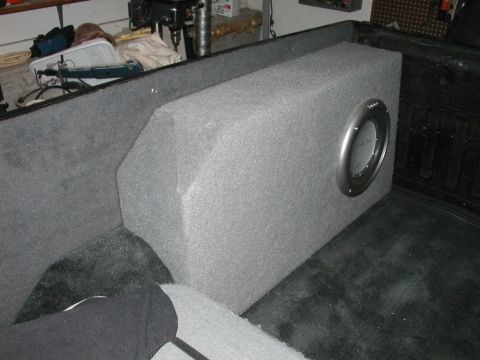 1994 Ford Bronco - A custom subwoofer box is installed in the bed of a truck.