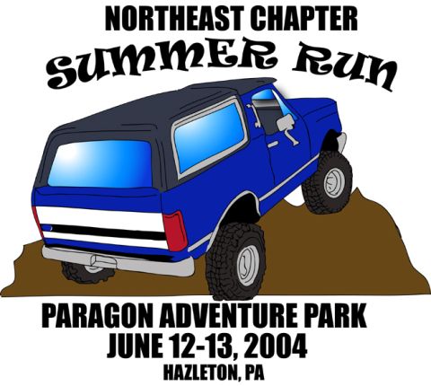 1979 Ford Bronco - Illustration of a blue SUV with a black top, modified for off-road use, on a dirt hill.