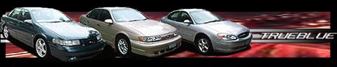 1993 Ford Taurus - Three Ford Taurus sedans are displayed, with the text "TRUEBLUE" visible on the right side of the image.