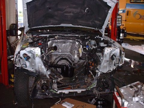 2003 Ford Excursion - Removed 6.0L to fix upper oil pan leak.