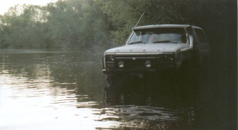1980 Ford Bronco - This is a road beside a river, now just part of the river.