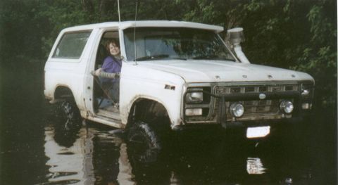 1980 Ford Bronco - This isn't even the peak depth. I went back a couple days later, and its 5" deeper, water right into the cab! It was SWEET!
