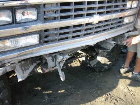 1985 Ford Bronco - winch and winch bumpers are designed to be slowly pulled on but not yanked. you use a tow hook mounted to the frame for that