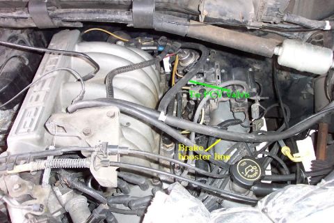 1992 Ford Bronco - Where I ran the PCV line instead of into the #8 runner in the plenum.