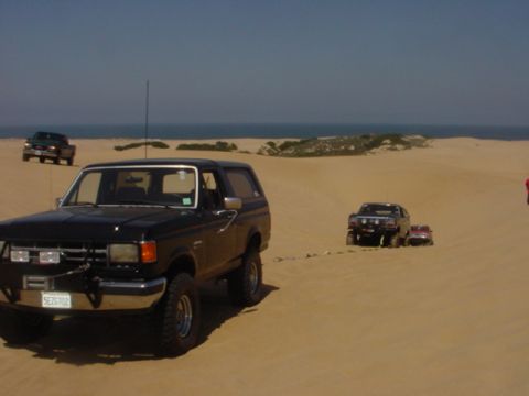 1988 Ford Bronco - Me attempting to pull out chris and jd, it didn't work. Andy later tried and got stuck. I think it was chris who was able to pull andy out,…