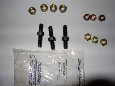 1986 Ford Bronco - I added the stock EFI exh manifold studs(#392017-S430) , (4) 7/16" UNC brass nuts for the headpipe bolts and bronze and brass 3/8" UNC nuts…