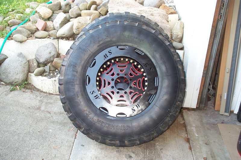 Two tires mounted on the Double Beadlocks.