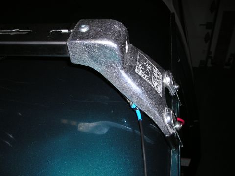 1996 Ford Bronco - Close-up of a Steel Horse Industries light bar mount on a vehicle's body panel.