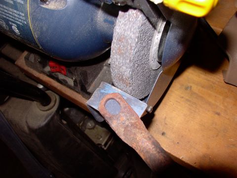 1986 Ford Bronco - Clearance grinding the air pump brace first, then the uppar intake brace. Both go on the one stud I put on this side instead of a header bo…