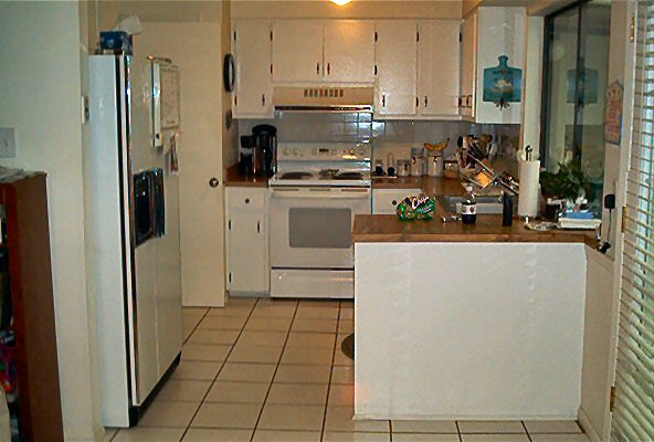 kitchen (standing in living/dining room)