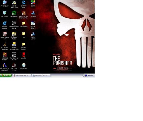 1988 Ford Bronco - A computer desktop displays a wallpaper The Punisher movie poster and various application icons.
