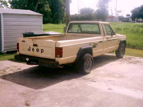 1980 Ford Bronco - A Jeep pickup truck is parked outdoors, showing its rear end and side profile.
