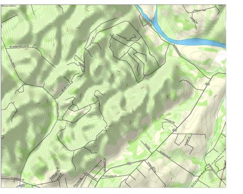 1995 Ford Bronco - This is a topographic map detailing roads, terrain, and a body of water.