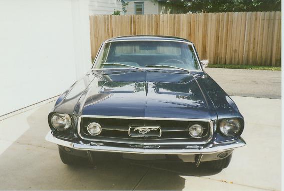 Dark blue 1967 Ford Mustang front view