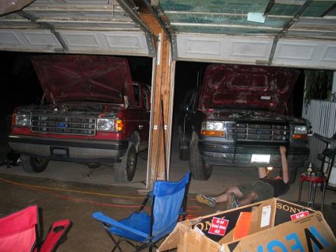 1995 Ford Bronco - Me Bolting on the cattle catcher