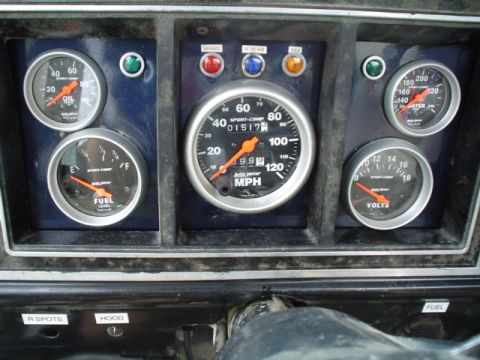 1981 Ford Bronco - gauges, lights that arent hooked up yet and I may have to get a new blue one since that one got between a tire/rim and a hard place.