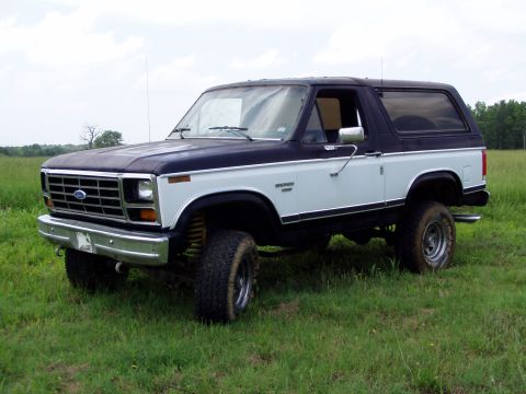 1983 Ford Bronco - This Ford Bronco is shown in a grassy field under a cloudy sky.