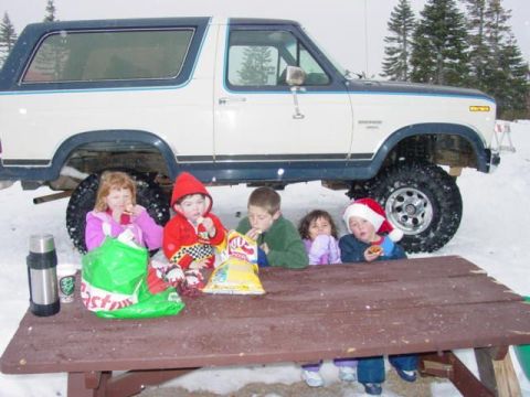1986 Ford Bronco - we actually installed a third row sea. look at all the kids we can fit in there.