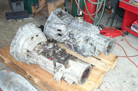 1995 Ford Bronco - Interestingly, the ZF's output shaft looks to exit much higher than the M5OD's but viewing the two cases from the side, reveals that the ZF…