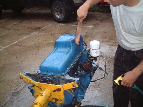 1967 Ford Galaxie - Removing excess sludge and buildup.