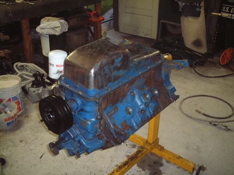 1967 Ford Galaxie - The block is ready to be painted blue!