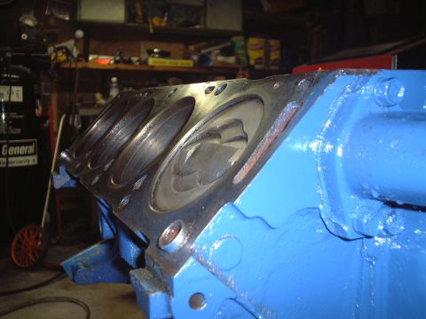 1967 Ford Galaxie - Close-up of bores (getting ready to install head gaskets).