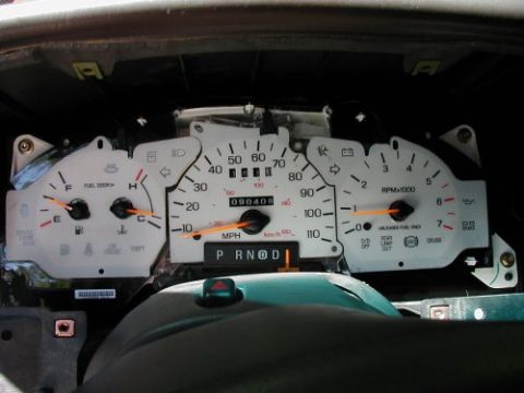 1997 Ford Taurus - Close-up of a vehicle's instrument cluster, showing various gauges and indicators.