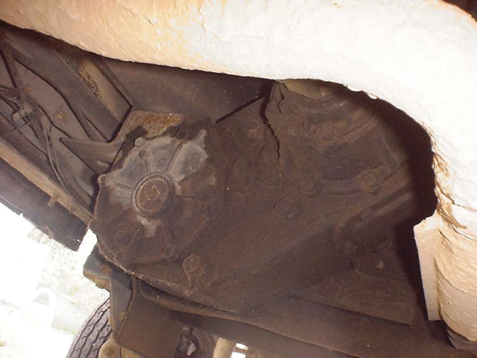 Underside view of a vehicle's transfer case