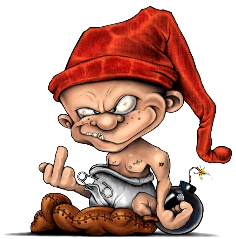 1994 Ford Bronco - A cartoon gnome with a bomb is depicted giving the middle finger.