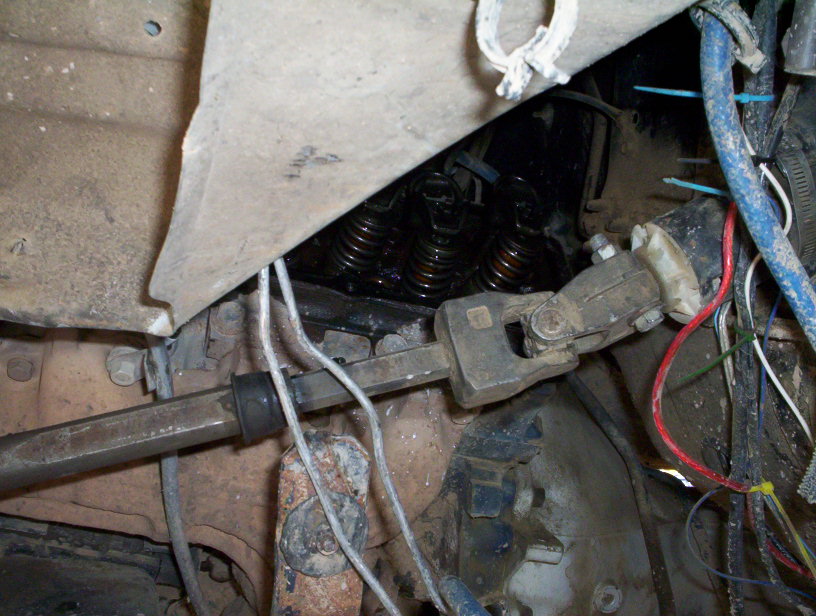 close-up of steering shaft and engine valve springs
