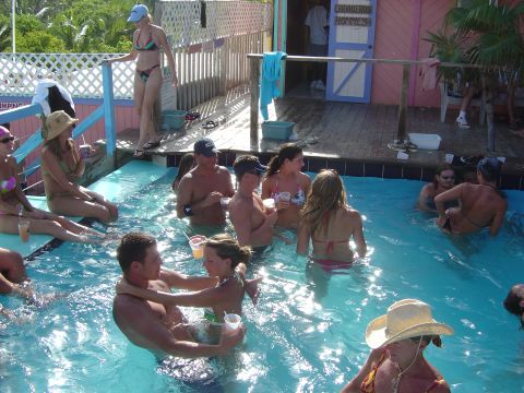 1993 Ford Bronco - A group of people enjoy a sunny day at a poolside bar.