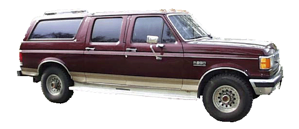 Maroon extended full-size SUV in side profile with silver wheels