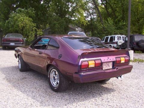 1978 Ford Mustang II - Rear view of a 1978 Ford Mustang II coupe with a spoiler and custom wheels.