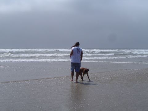 1989 Ford Bronco - Me and my dog...(water was WAY cold)